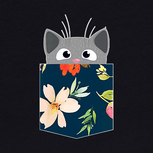 Cute Cat Faux Fake Pocket  For Girls,  And by family love forever